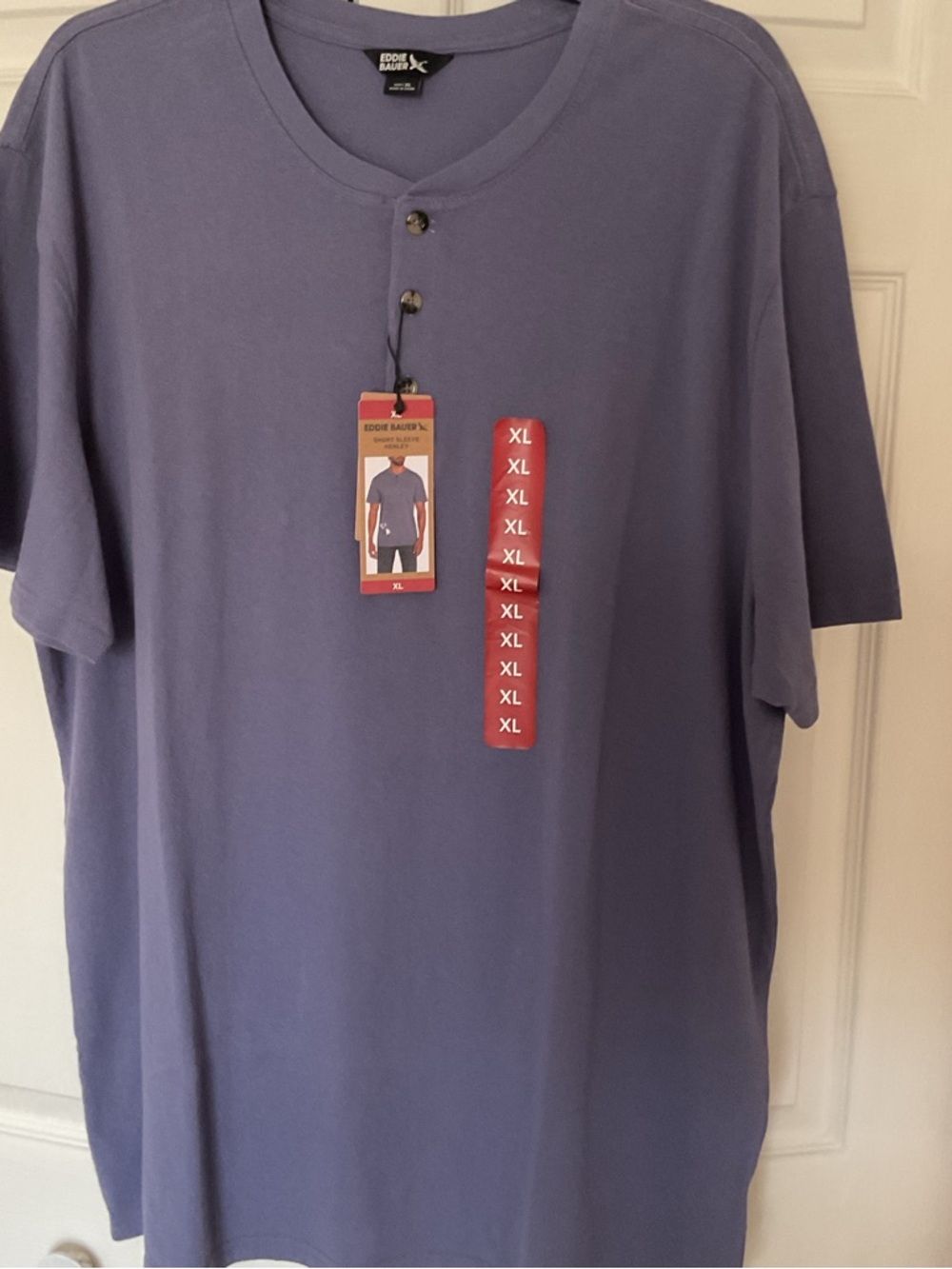 Eddie Bauer Men’s Purple Short-Sleeve Henley Tee